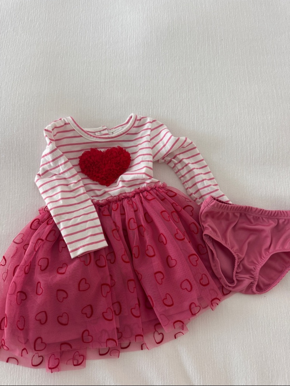 Little Lass Pink & White Striped Baby Dress with Heart Accent